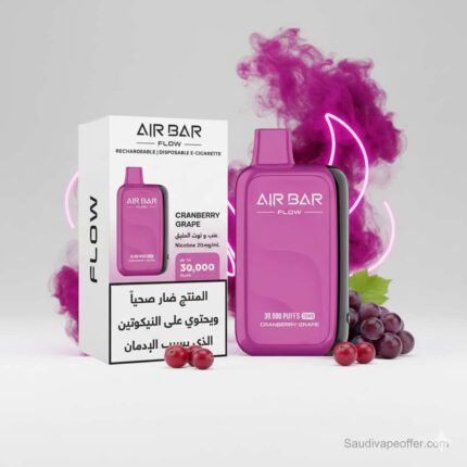 Airbar Flow Cranberry Grape 30000 Puffs Disposable Vape 20mg Rechargeable E-Cigarette