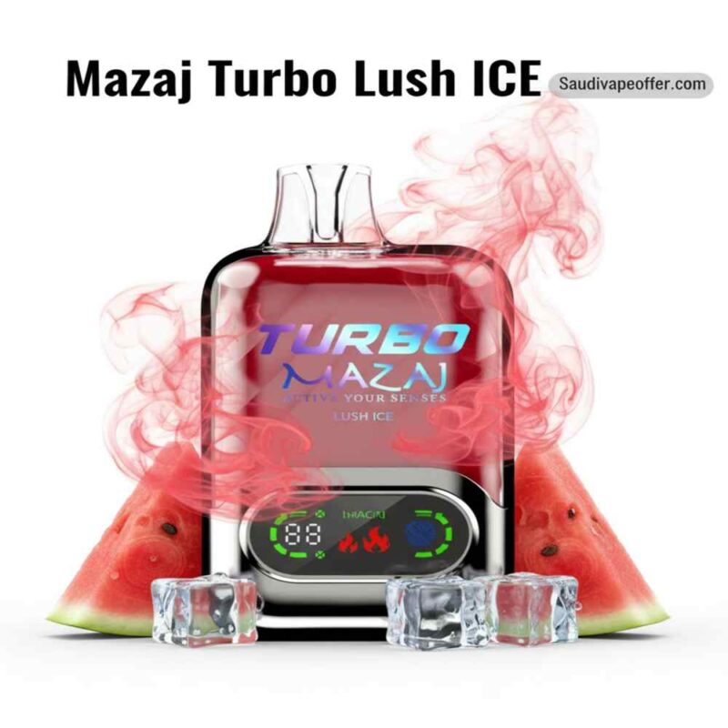 Mazaj Turbo Lush Ice 15000 puffs Rechargeable disposable vape - سحبه مزاج تيربو لوش ايس 15000 الف سيجارة الكترونية