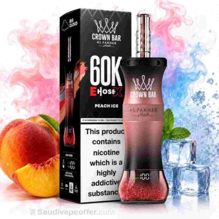 Al Fakher Crown Bar 16K Puffs Peach ICE – Disposable Shisha Vape